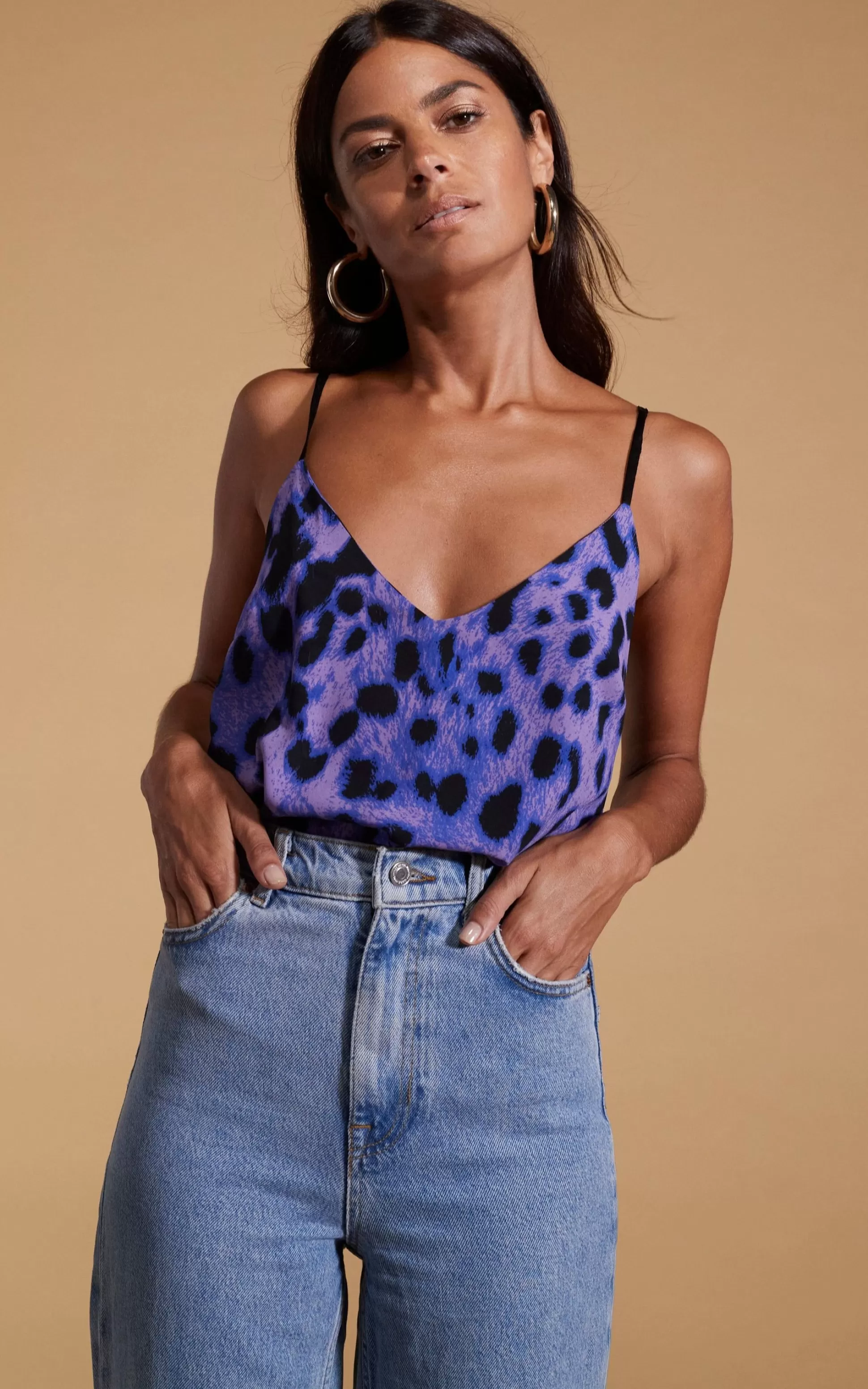 Tops*Dancing Leopard Birdie Cami Top In Lilac Leopard