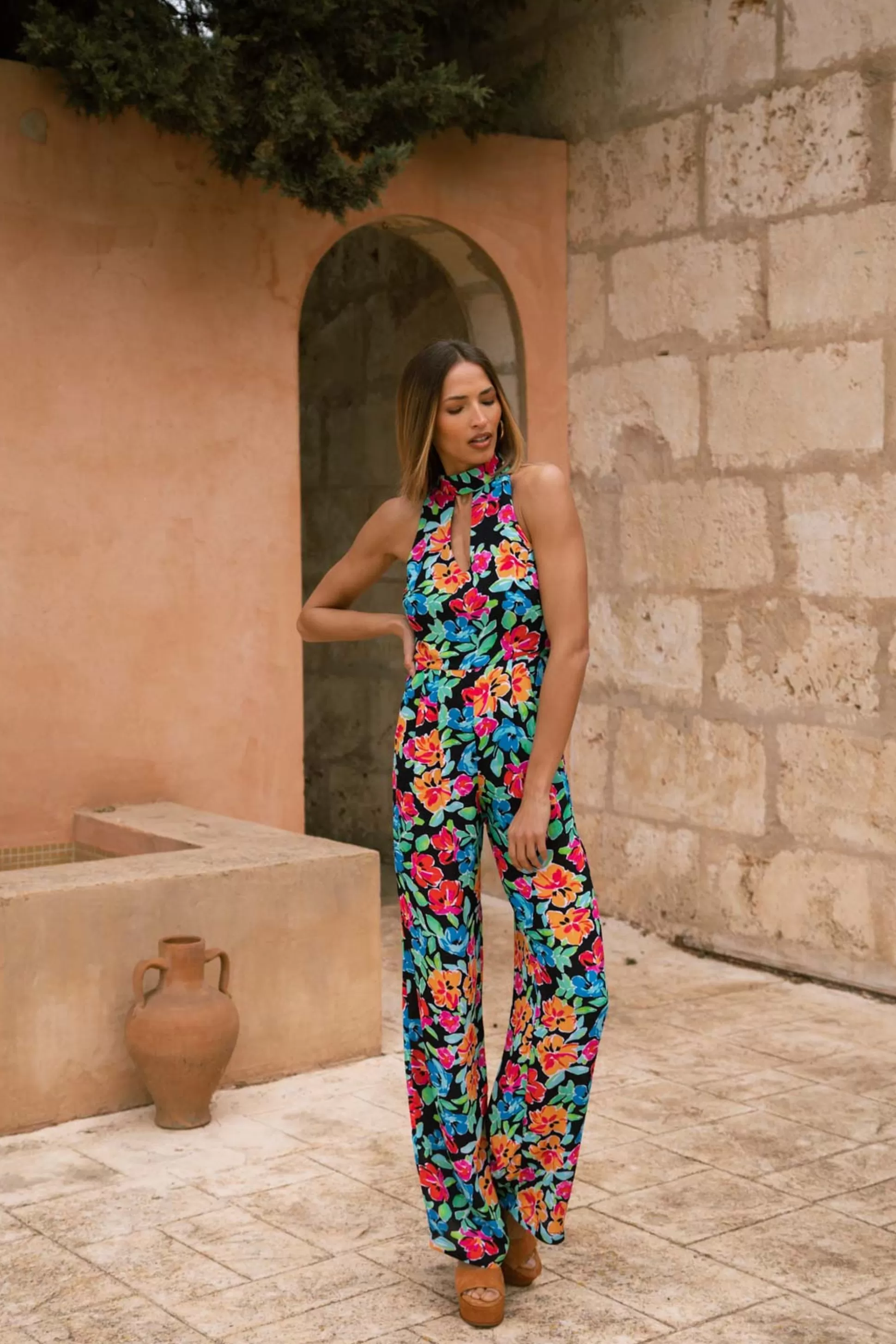 Jumpsuits*Dancing Leopard Cypress Jumpsuit In Retro Floral