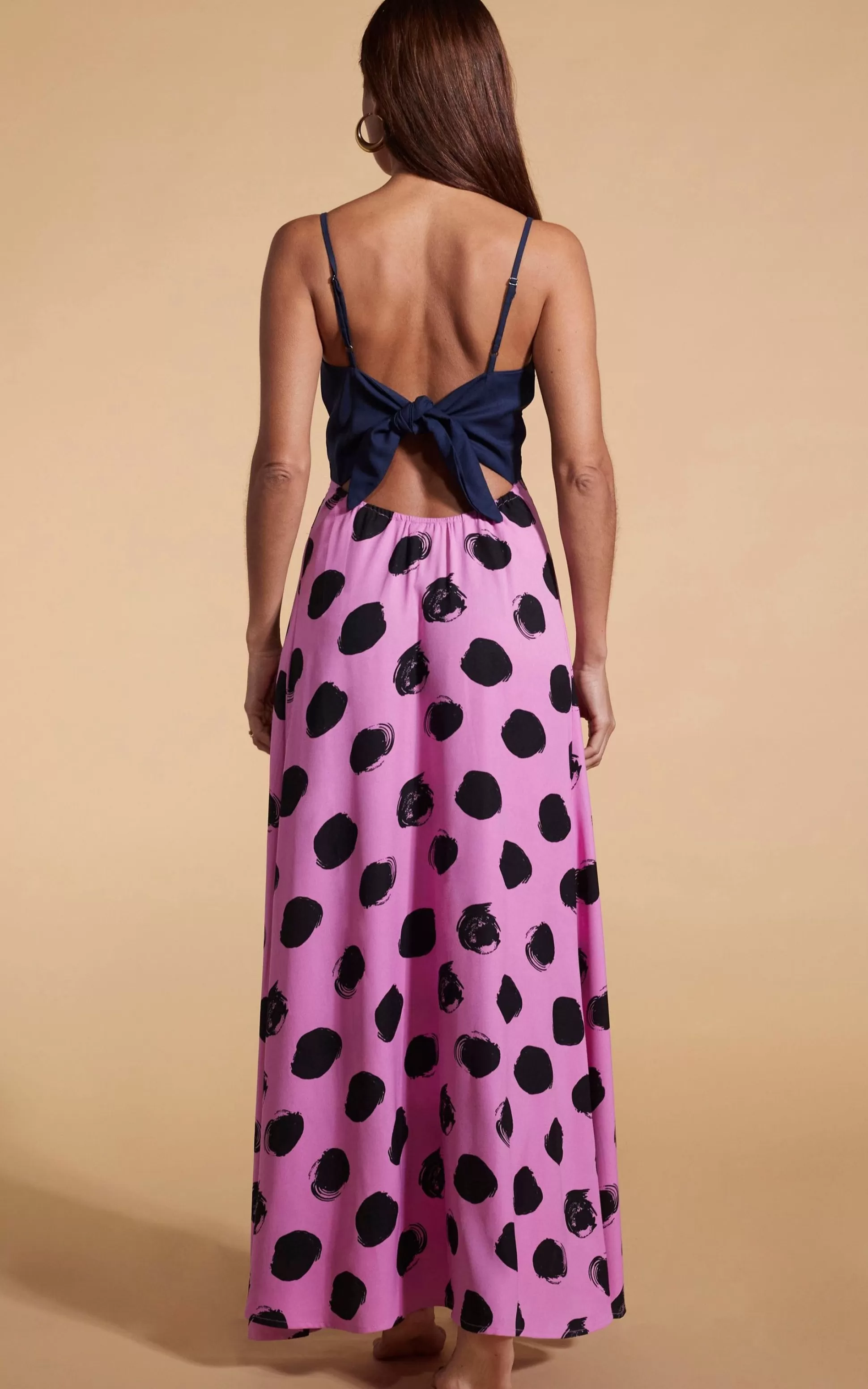 Dresses*Dancing Leopard Florence Dress In Navy & Black On Pink Dot