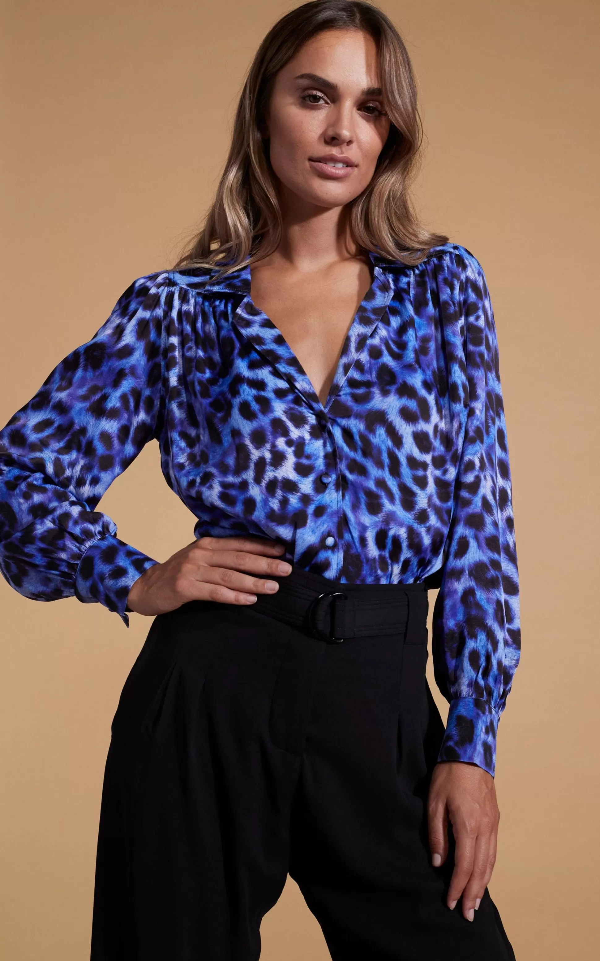 Shirts*Dancing Leopard Halo Dominic Shirt In Blue Leopard