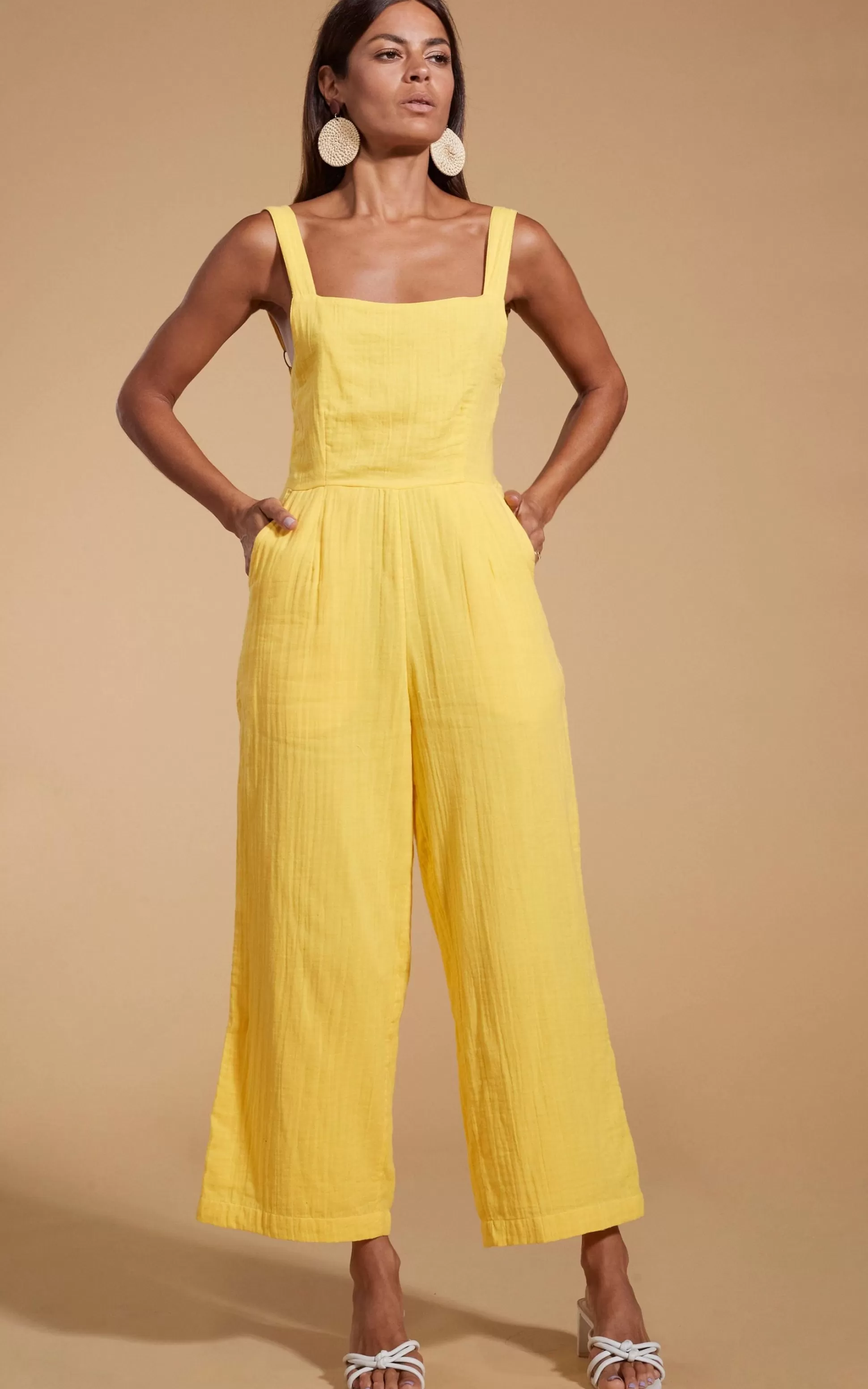 Jumpsuits*Dancing Leopard Halo Kimani Twist Back Jumpsuit In Primrose Yellow