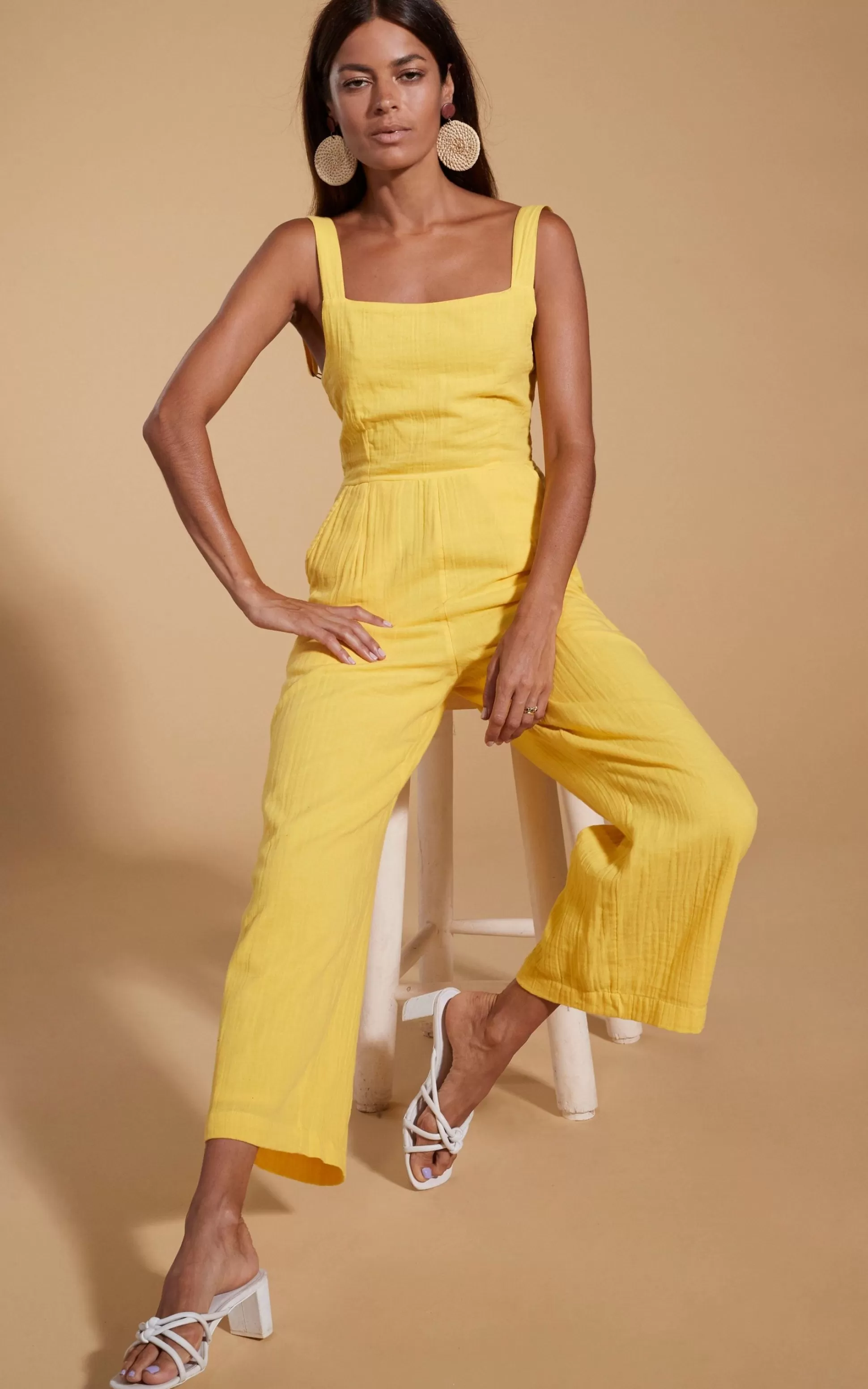 Jumpsuits*Dancing Leopard Halo Kimani Twist Back Jumpsuit In Primrose Yellow