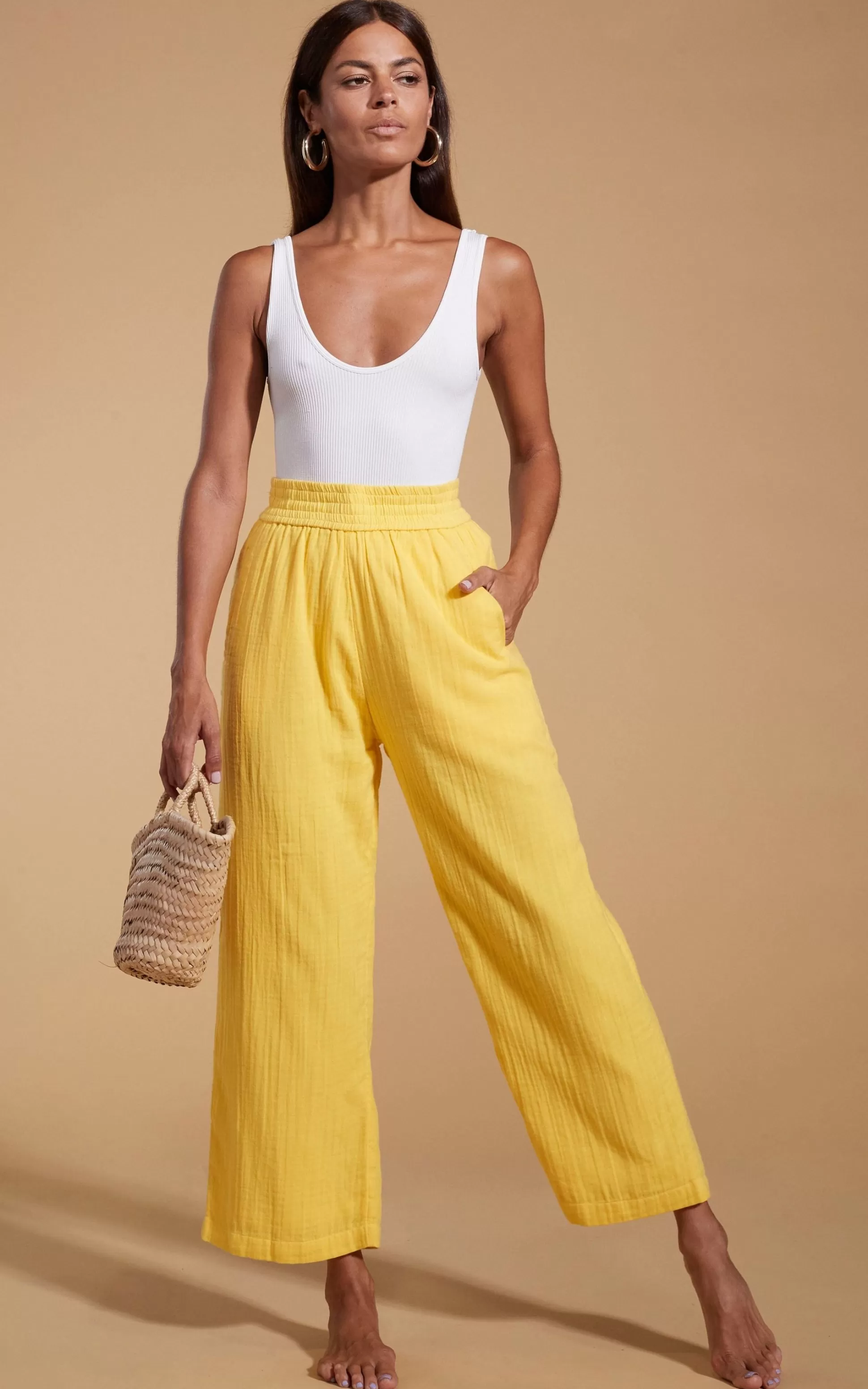 Trousers*Dancing Leopard Halo Tahiti Trousers In Primrose Yellow