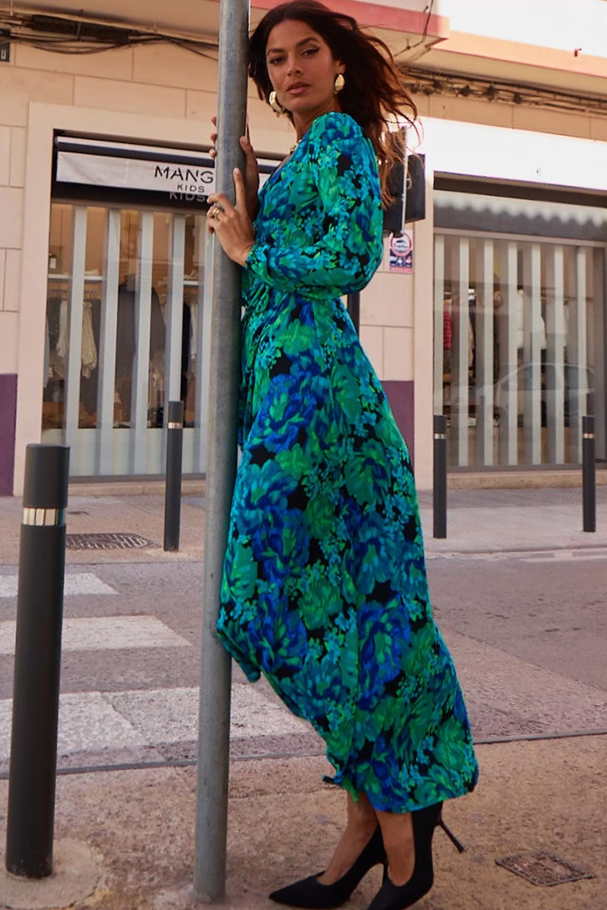 Dresses*Dancing Leopard Jagger Maxi Dress In Blue & Green Floral