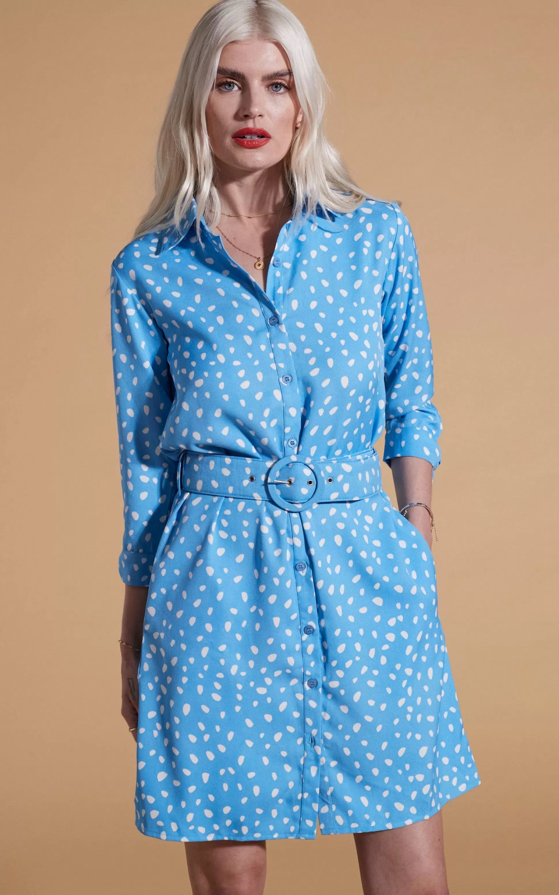 Dresses*Dancing Leopard Jonah Mini Shirt Dress In Abstract White On Blue