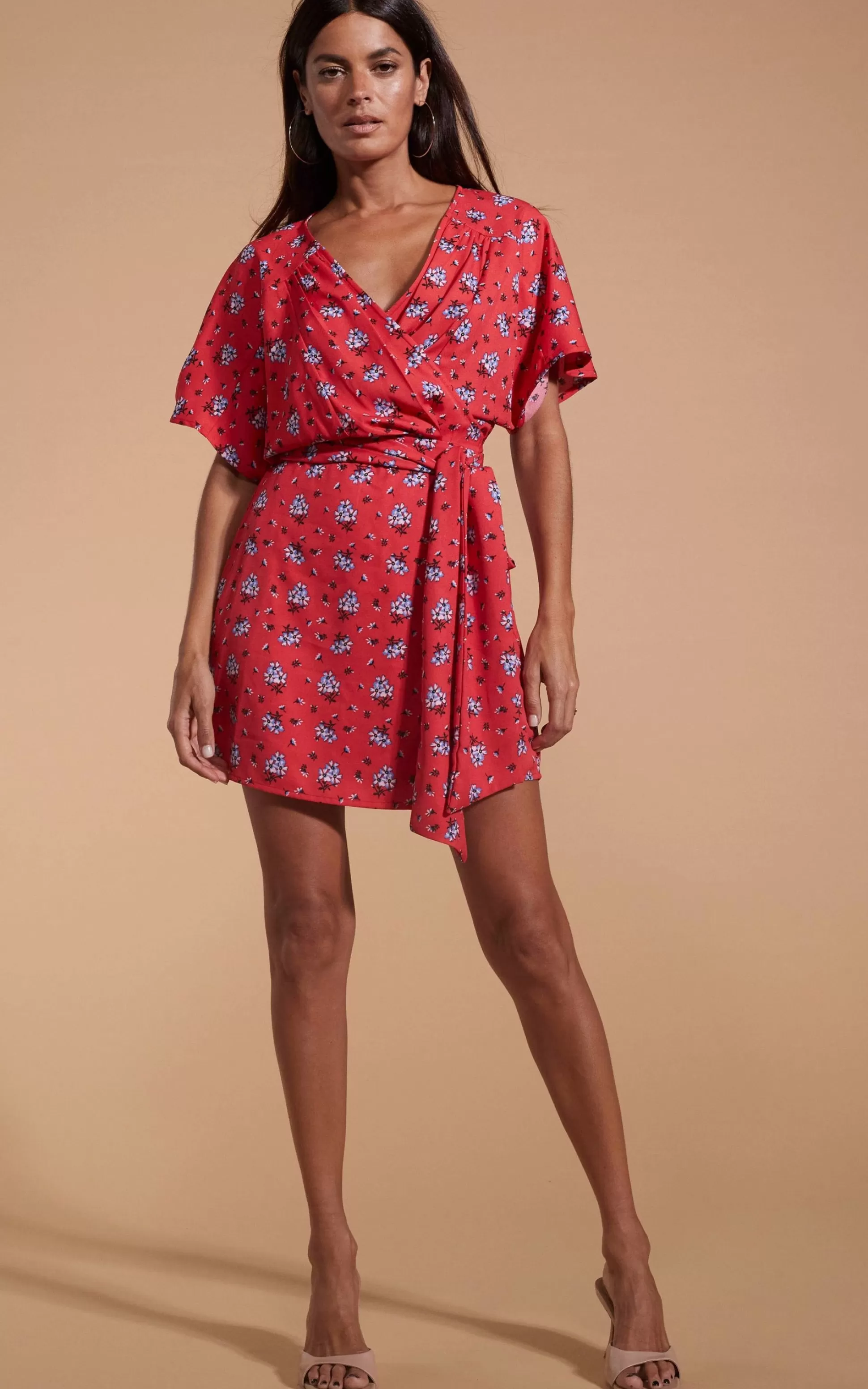 Dresses*Dancing Leopard Kansas Mini Wrap Dress In Red Daisy