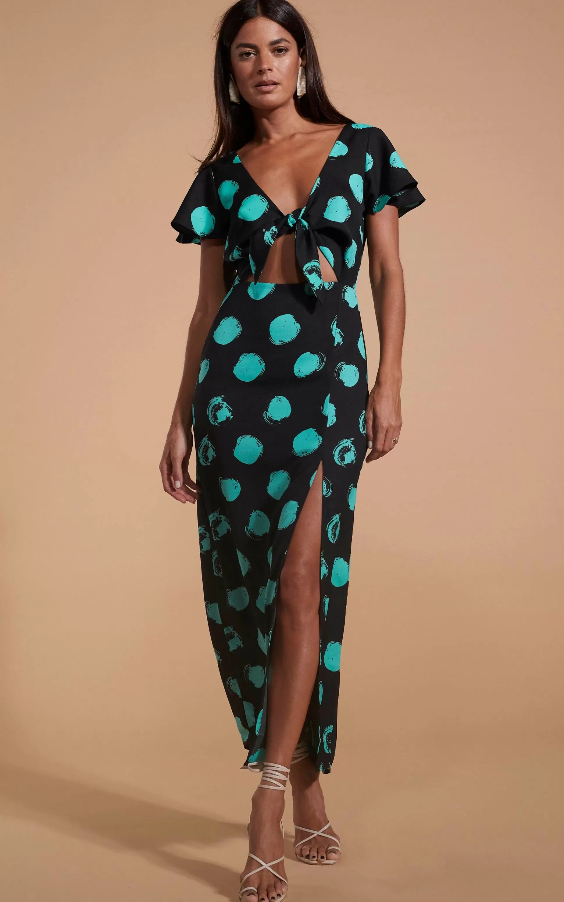 Dresses*Dancing Leopard Lily Dress In Green On Black Dot