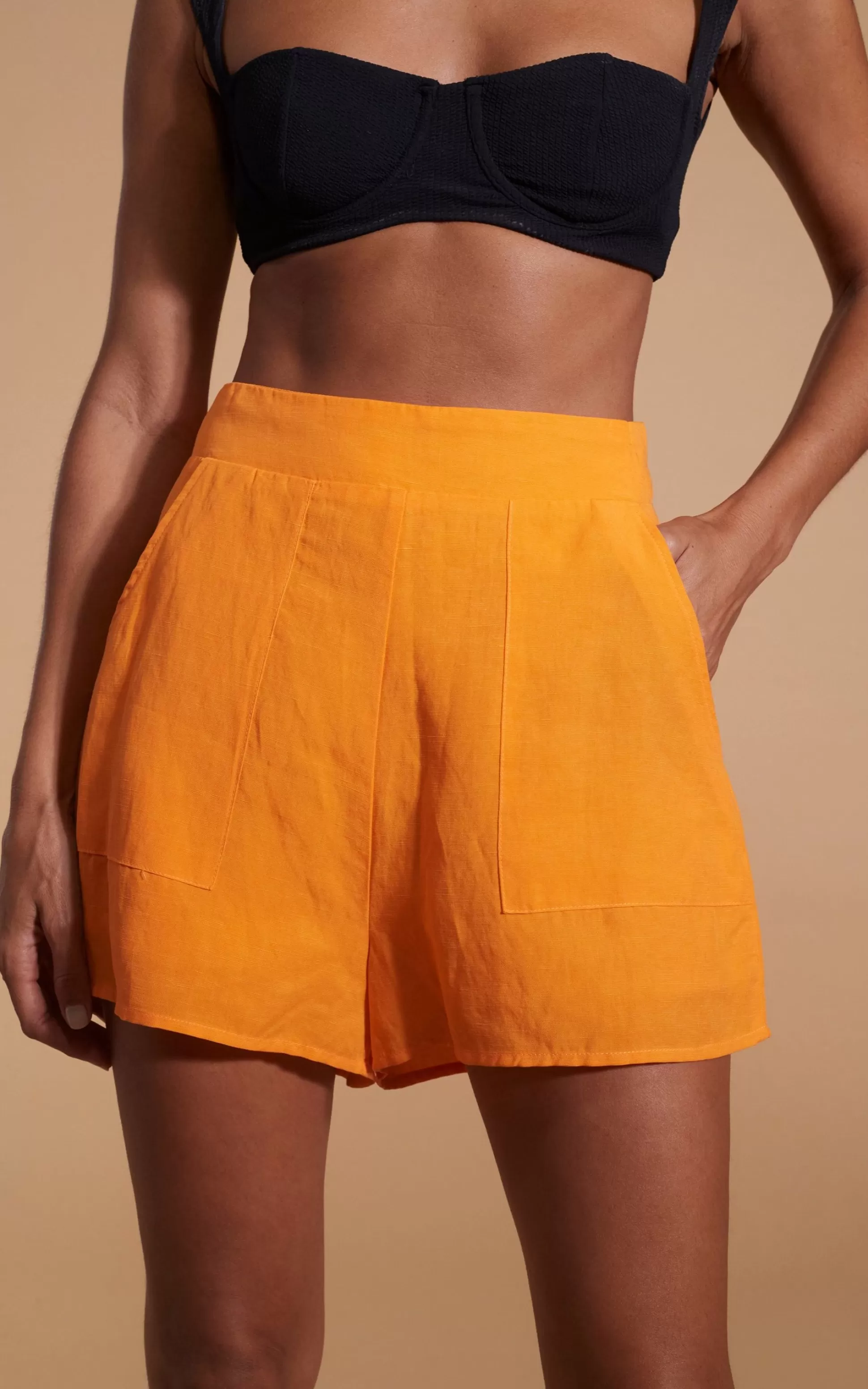 Shorts*Dancing Leopard Lola Linen Shorts In Orange