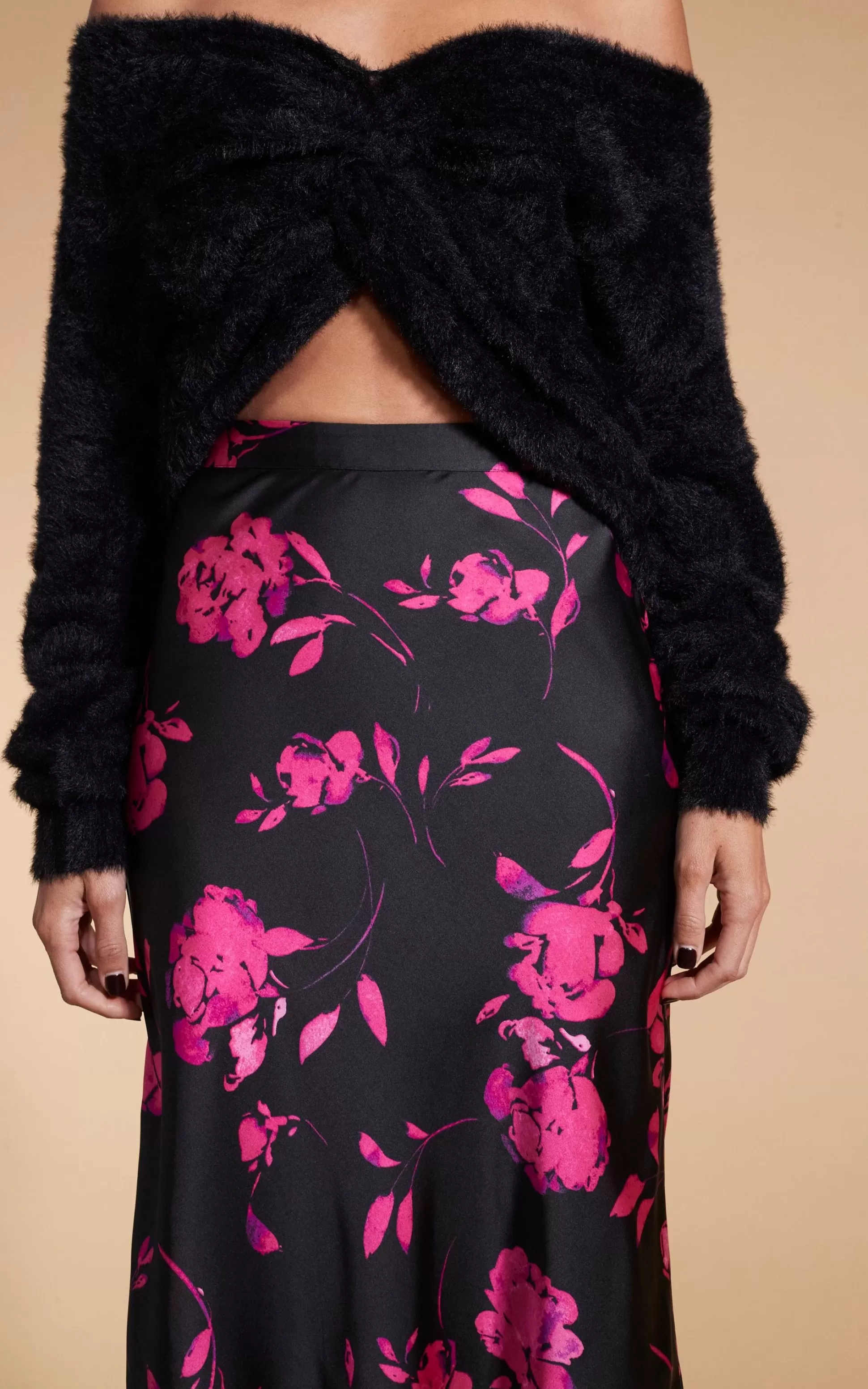 Skirts*Dancing Leopard Lotus Skirt In Pink On Black Floral