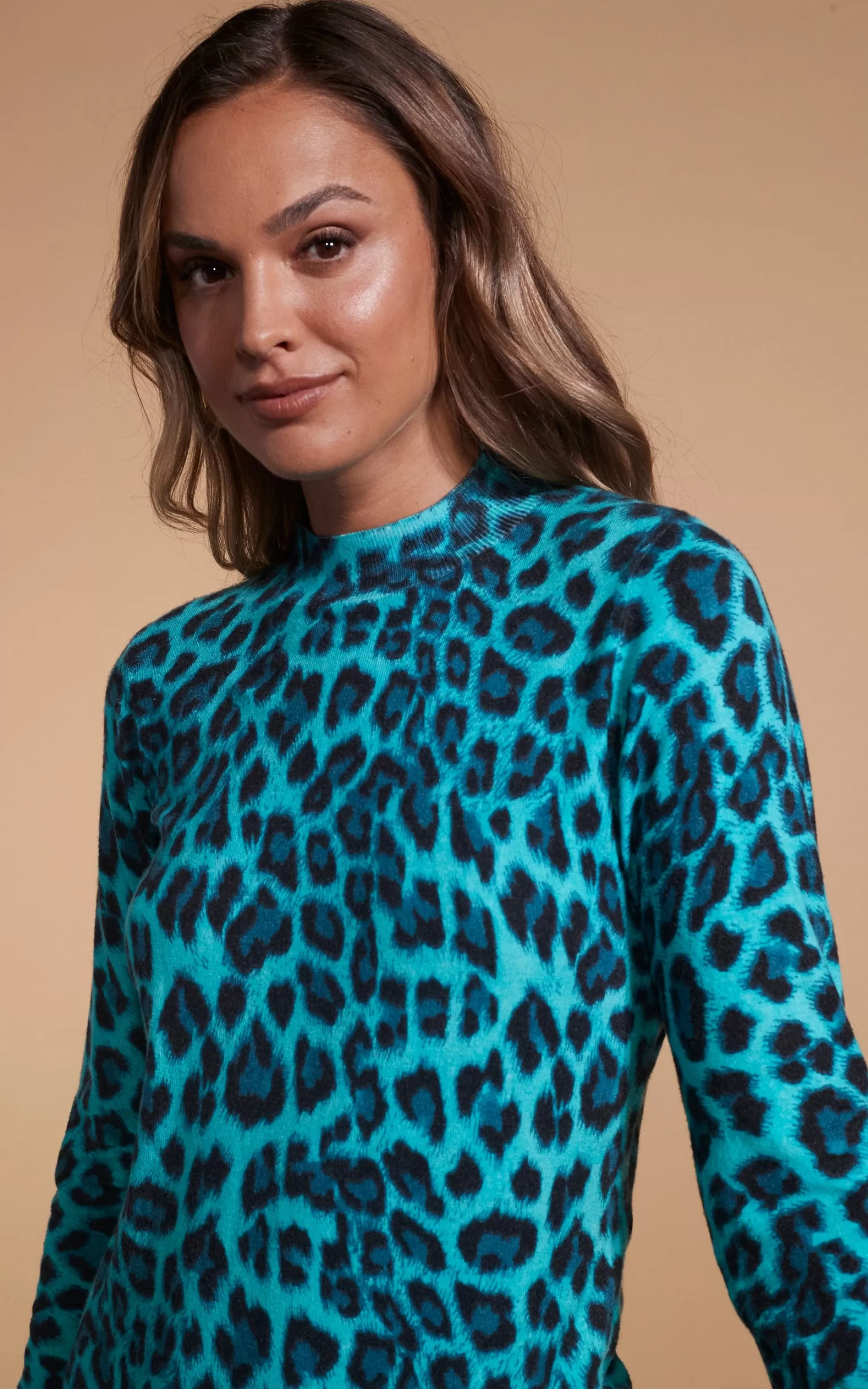 Knitwear*Dancing Leopard Lynx Slouchy Mini Dress In Green Leopard