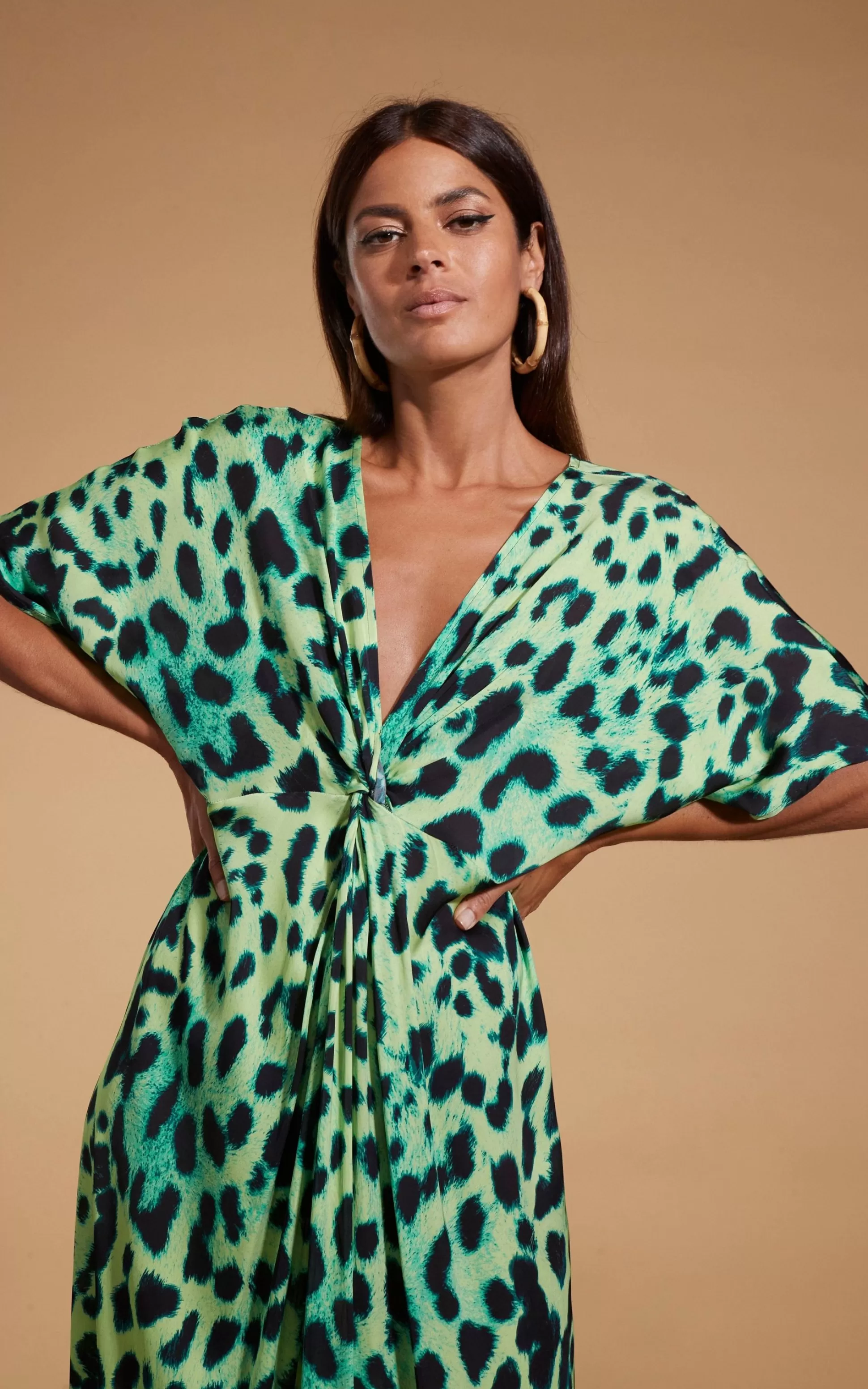 Dresses*Dancing Leopard Makuna Kaftan In Lime Leopard