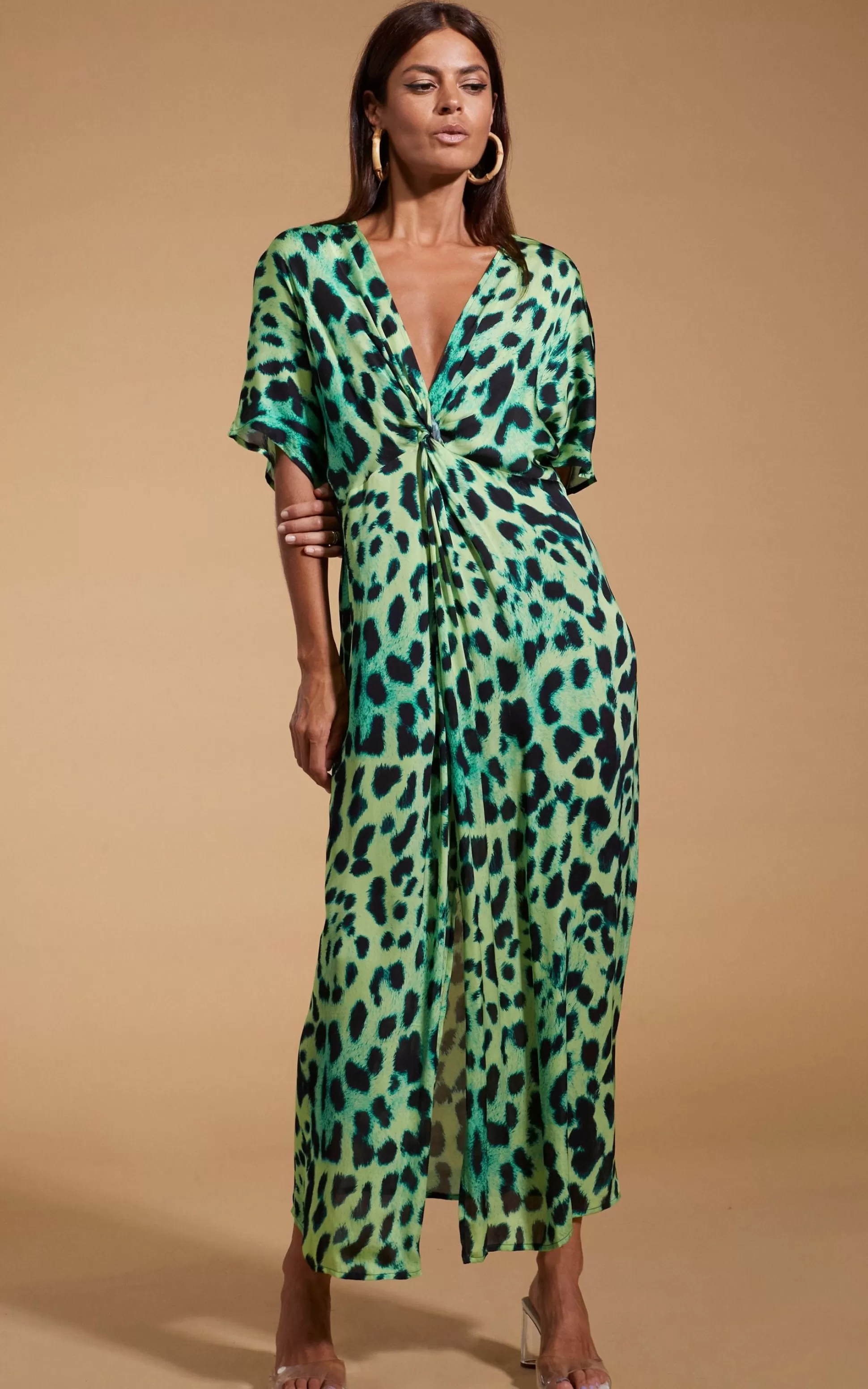 Dresses*Dancing Leopard Makuna Kaftan In Lime Leopard