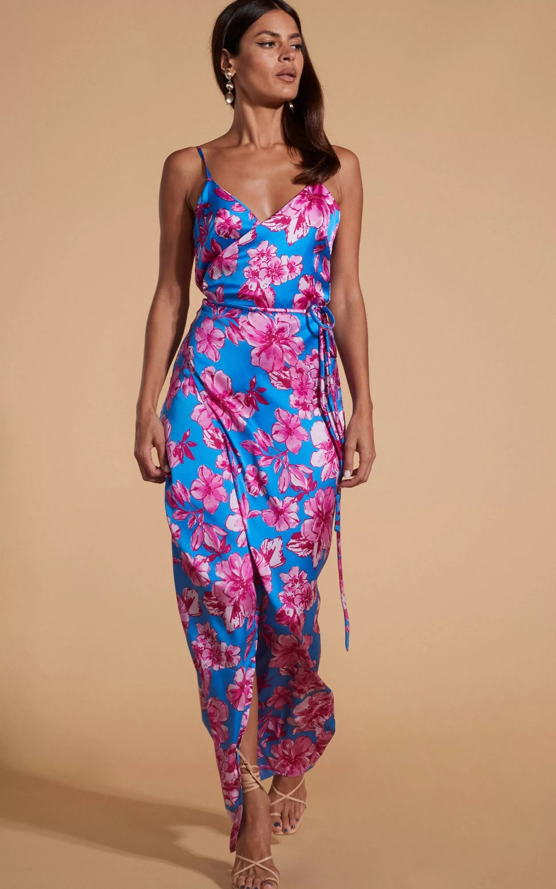 Dresses*Dancing Leopard Mariah Wrap Dress In Pink & Blue Floral