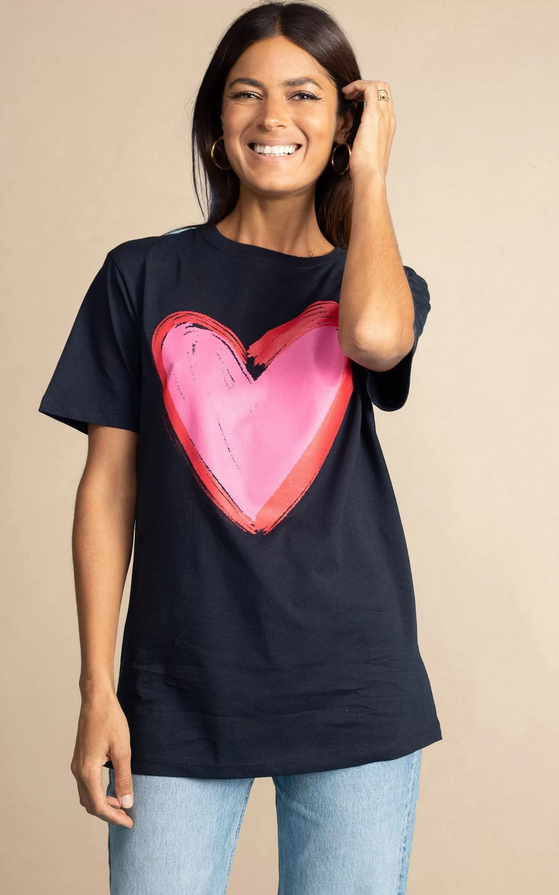 Tops*Dancing Leopard Navy Heart Charity T-Shirt For Choose Love