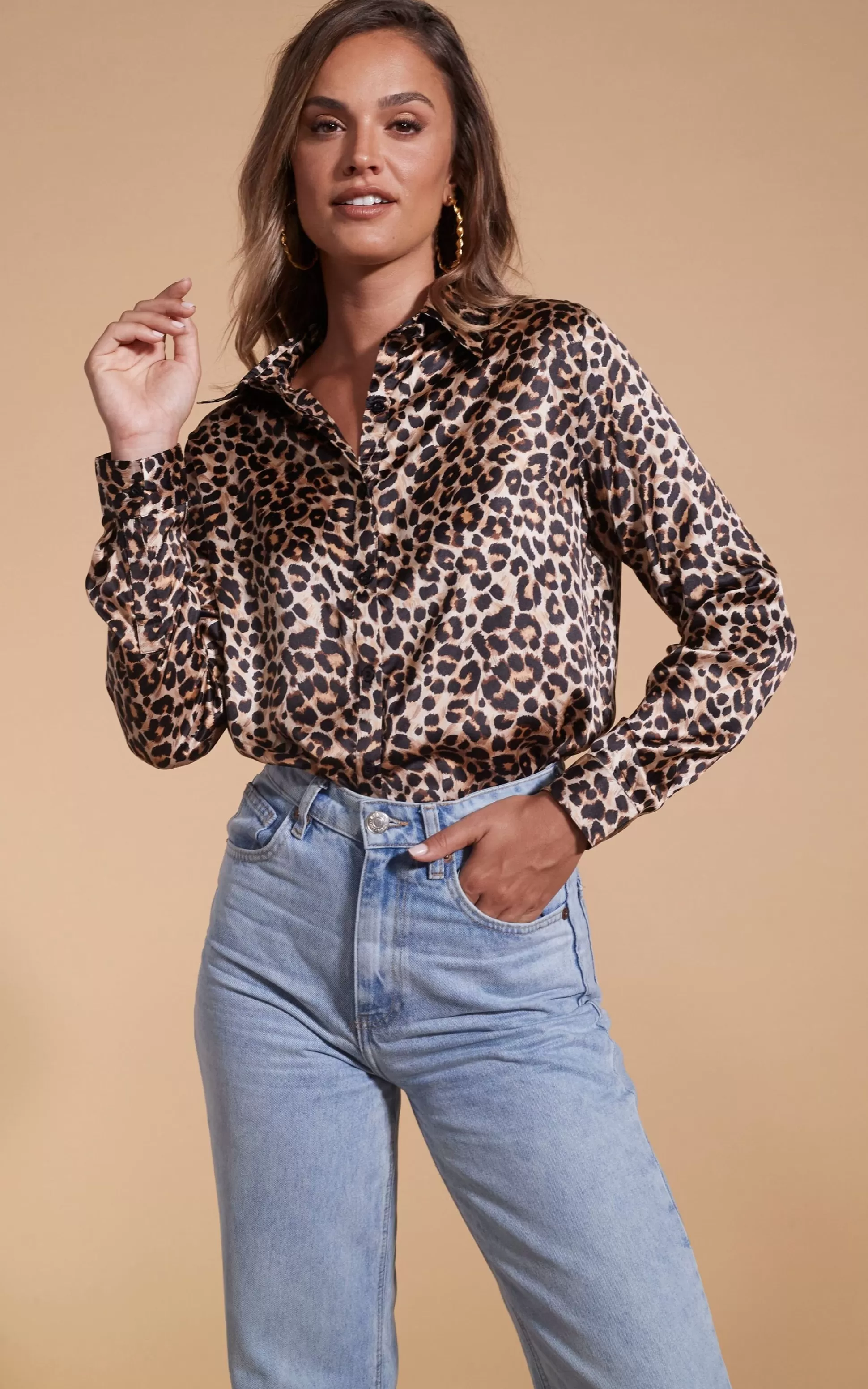 Shirts*Dancing Leopard Nevada Satin Shirt In Rich Leopard