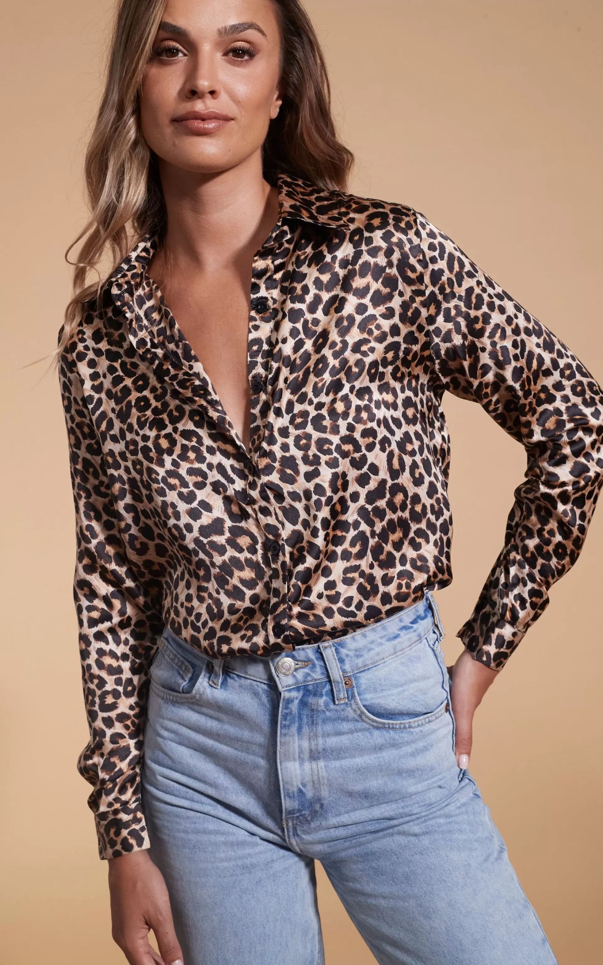 Shirts*Dancing Leopard Nevada Satin Shirt In Rich Leopard