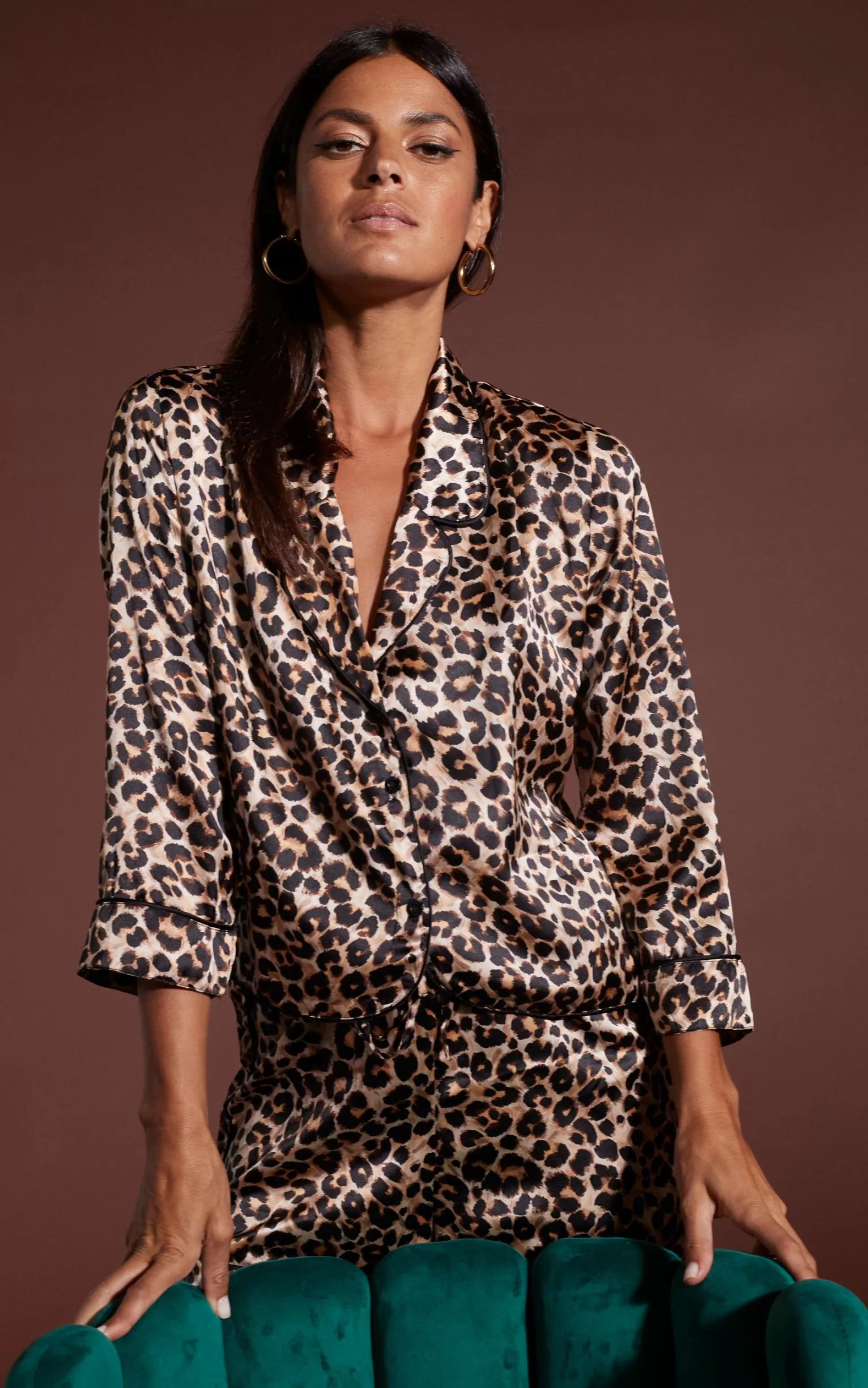 Pyjamas*Dancing Leopard Oona Shortie Pj Set In Rich Leopard