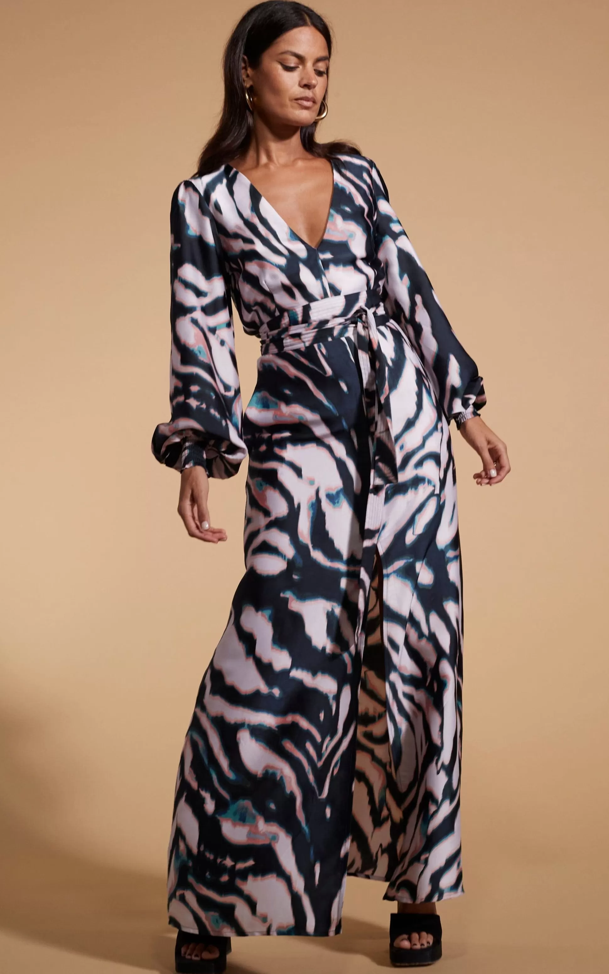 Dresses*Dancing Leopard Remy Maxi Dress In Watercolour Zebra