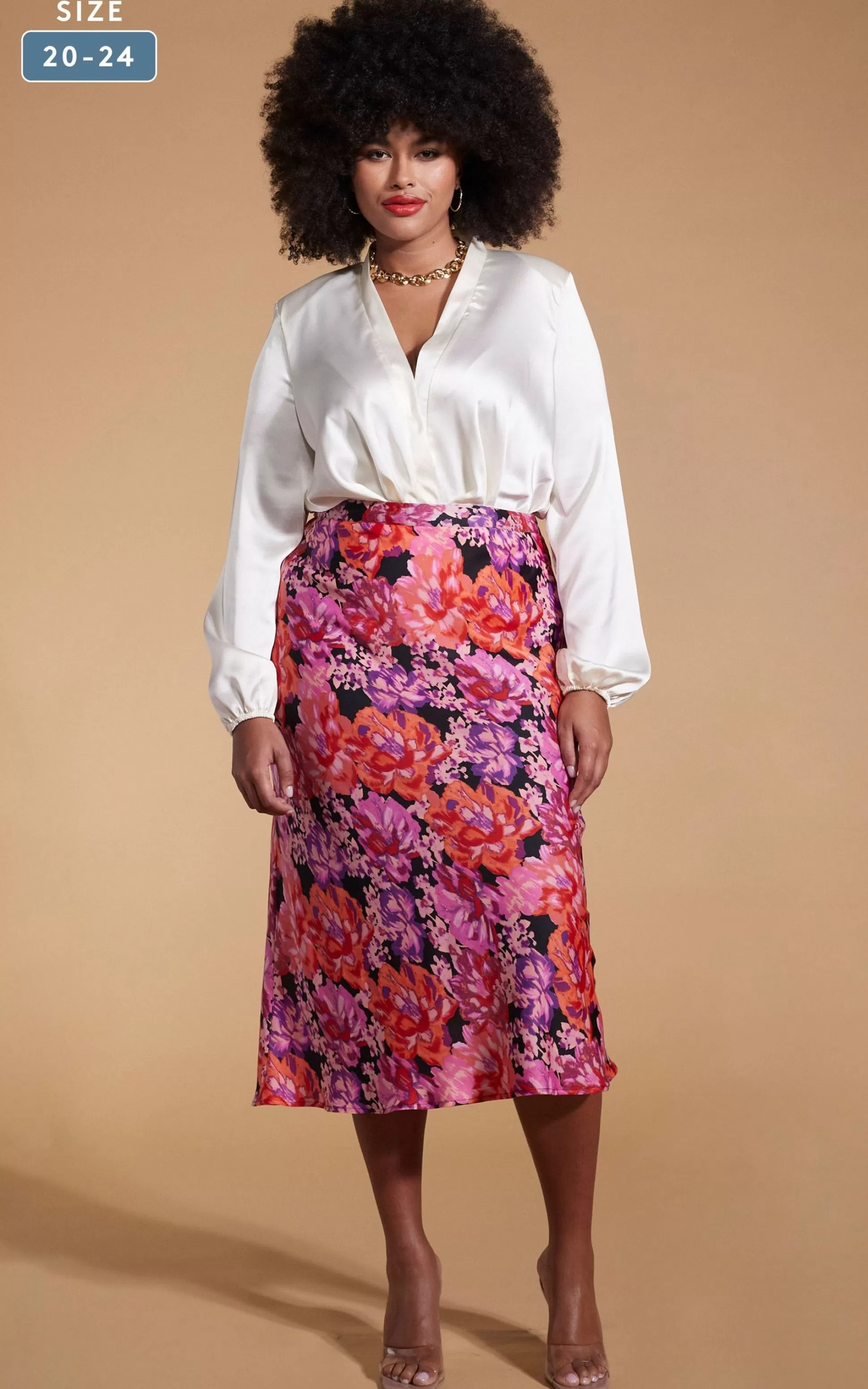 Skirts*Dancing Leopard Renzo Skirt In Red & Lilac Floral - Extended Sizing