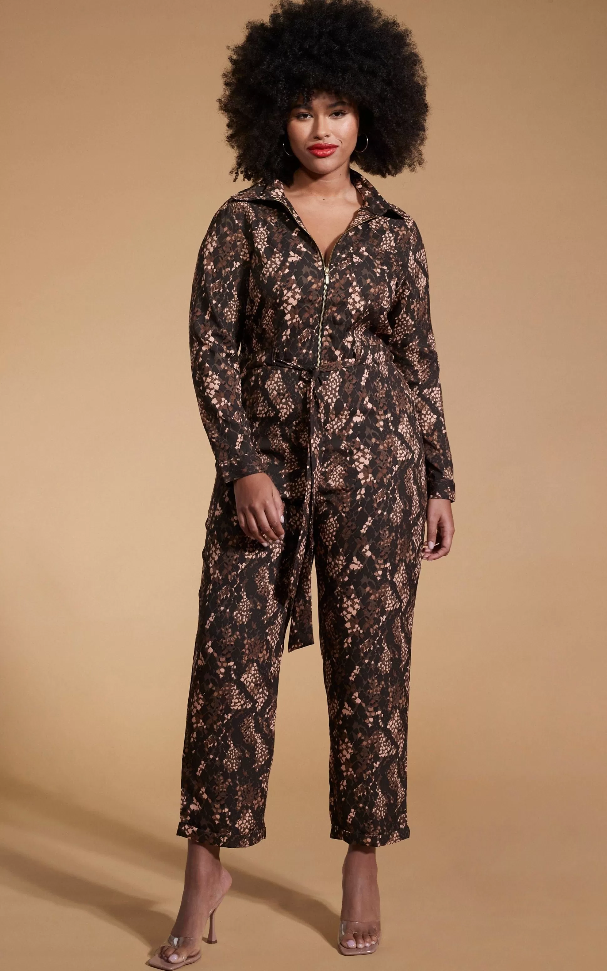 Jumpsuits*Dancing Leopard Roxanna Jumpsuit In Brown Snake - Extended Sizing