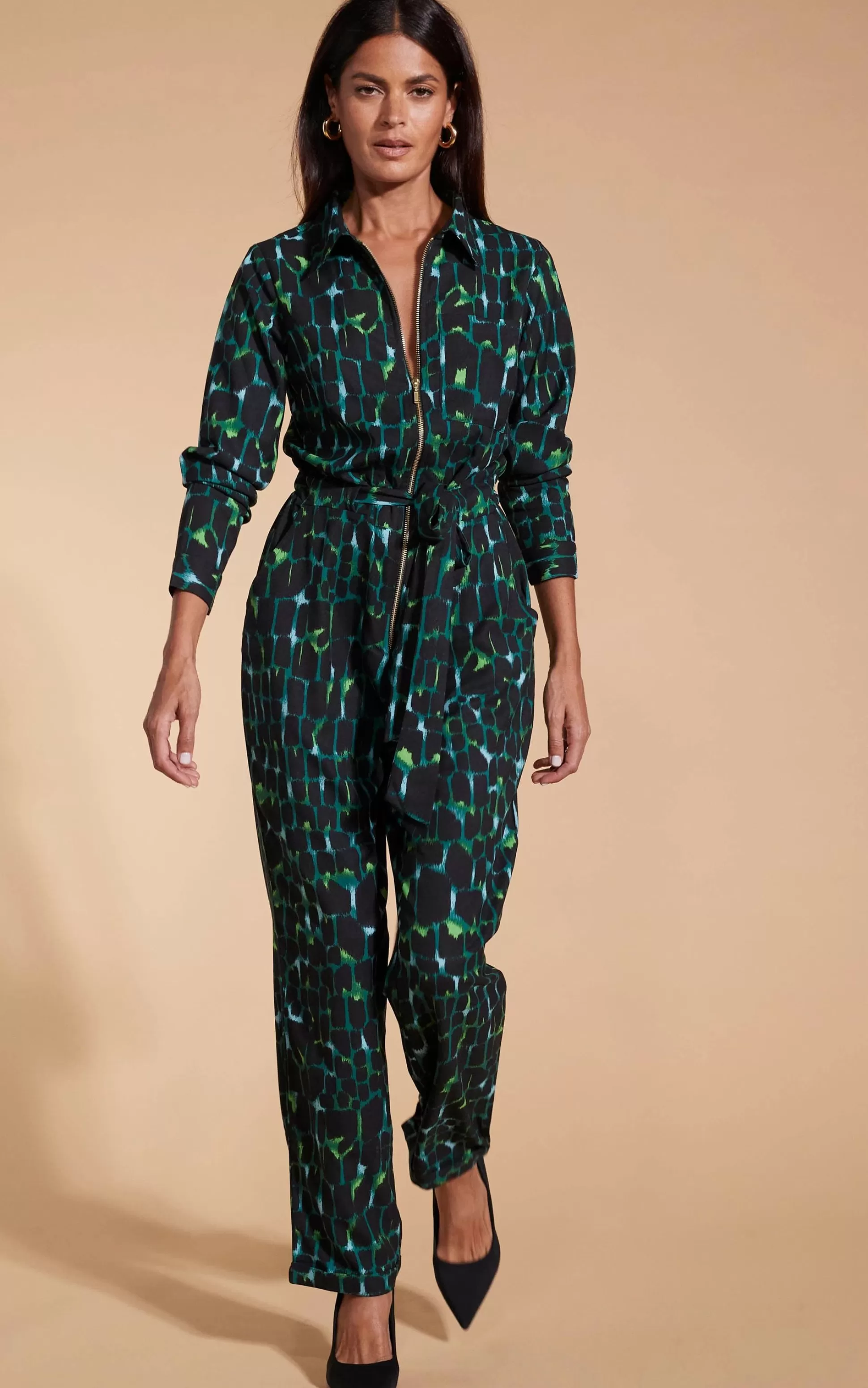 Jumpsuits*Dancing Leopard Roxanna Jumpsuit In Green Alligator