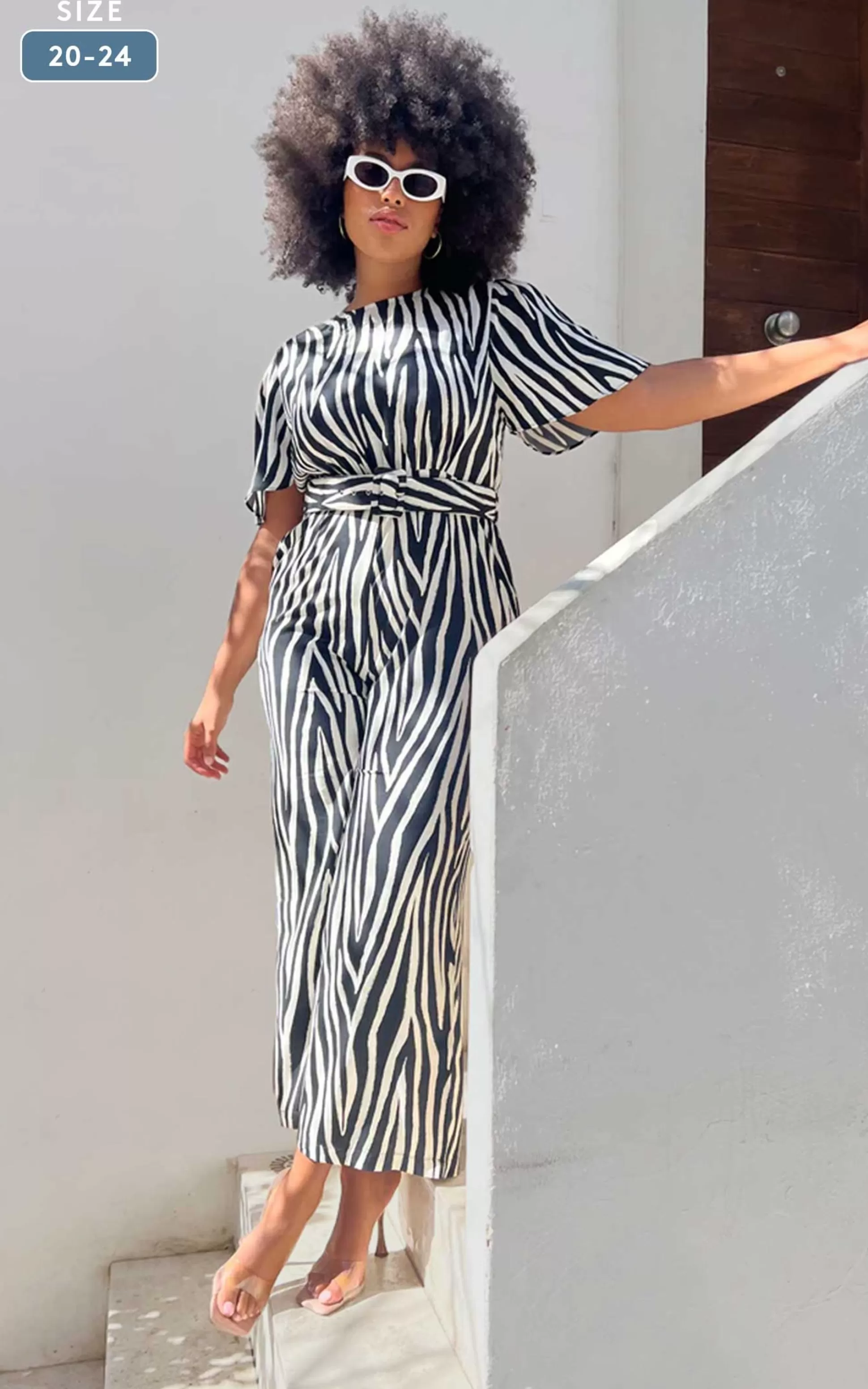 Jumpsuits*Dancing Leopard Saskia Jumpsuit In Monochrome Zebra - Extended Sizing (Reversible)