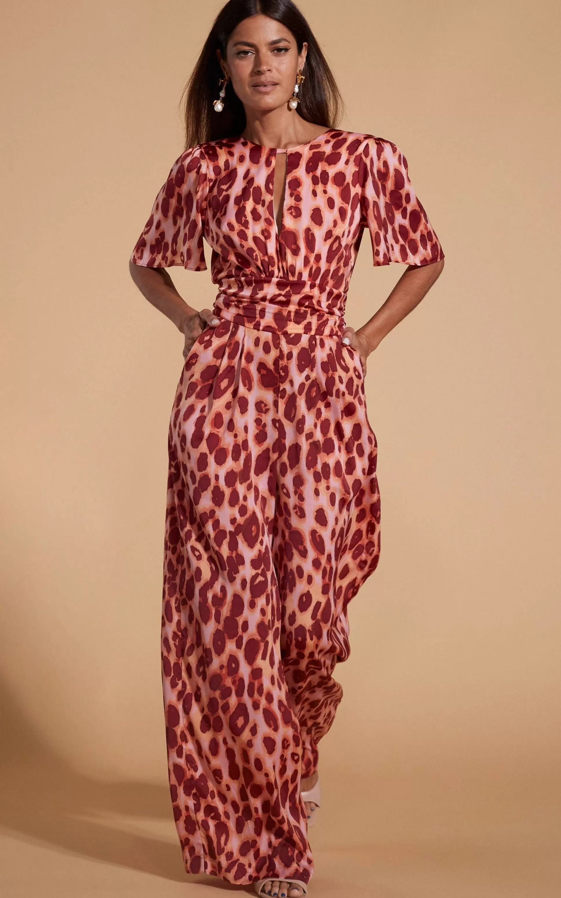 Jumpsuits*Dancing Leopard Savannah Jumpsuit In Orange Leopard