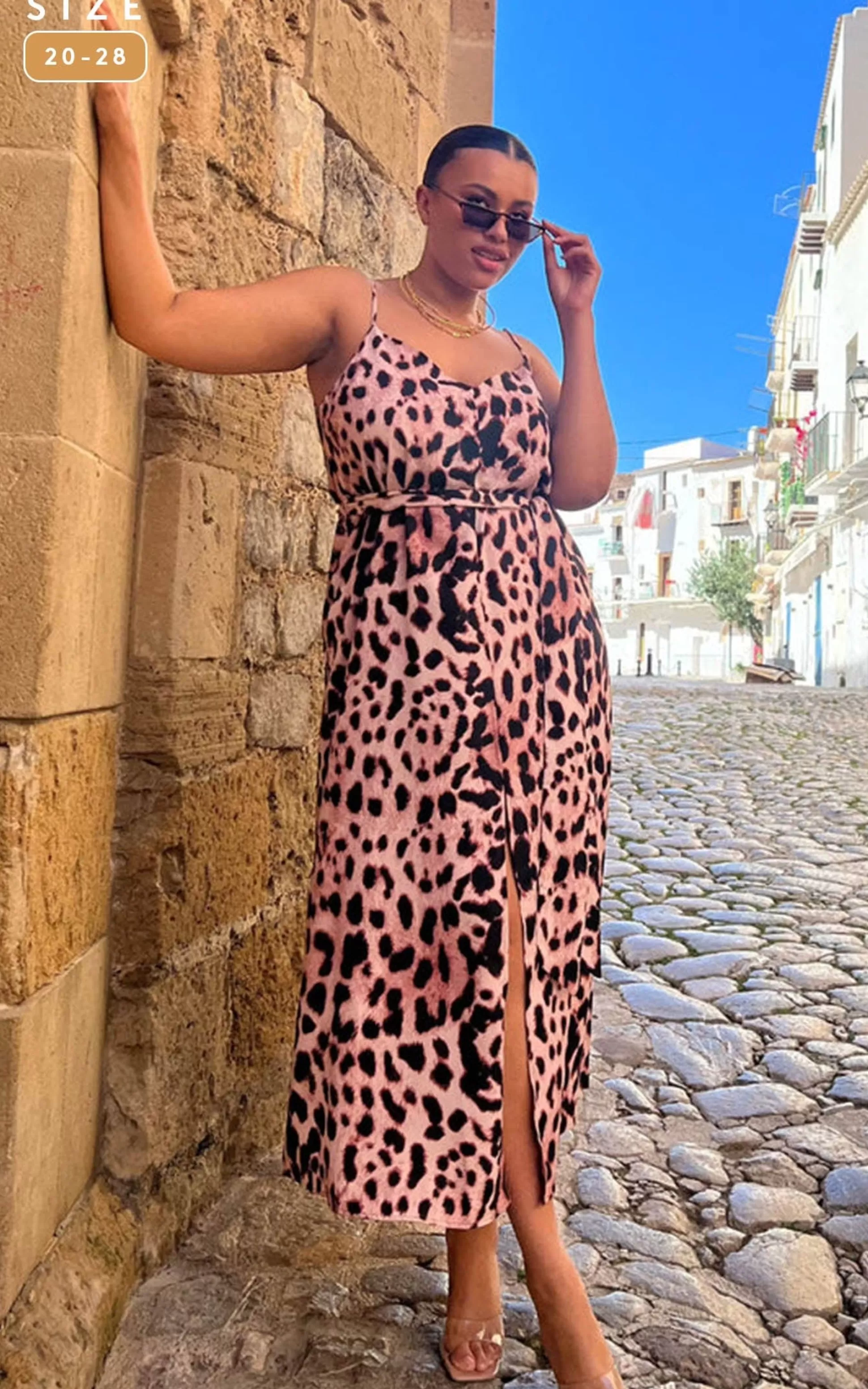 Dresses*Dancing Leopard Sookie Slip Dress In Blush Leopard - Extended Sizing