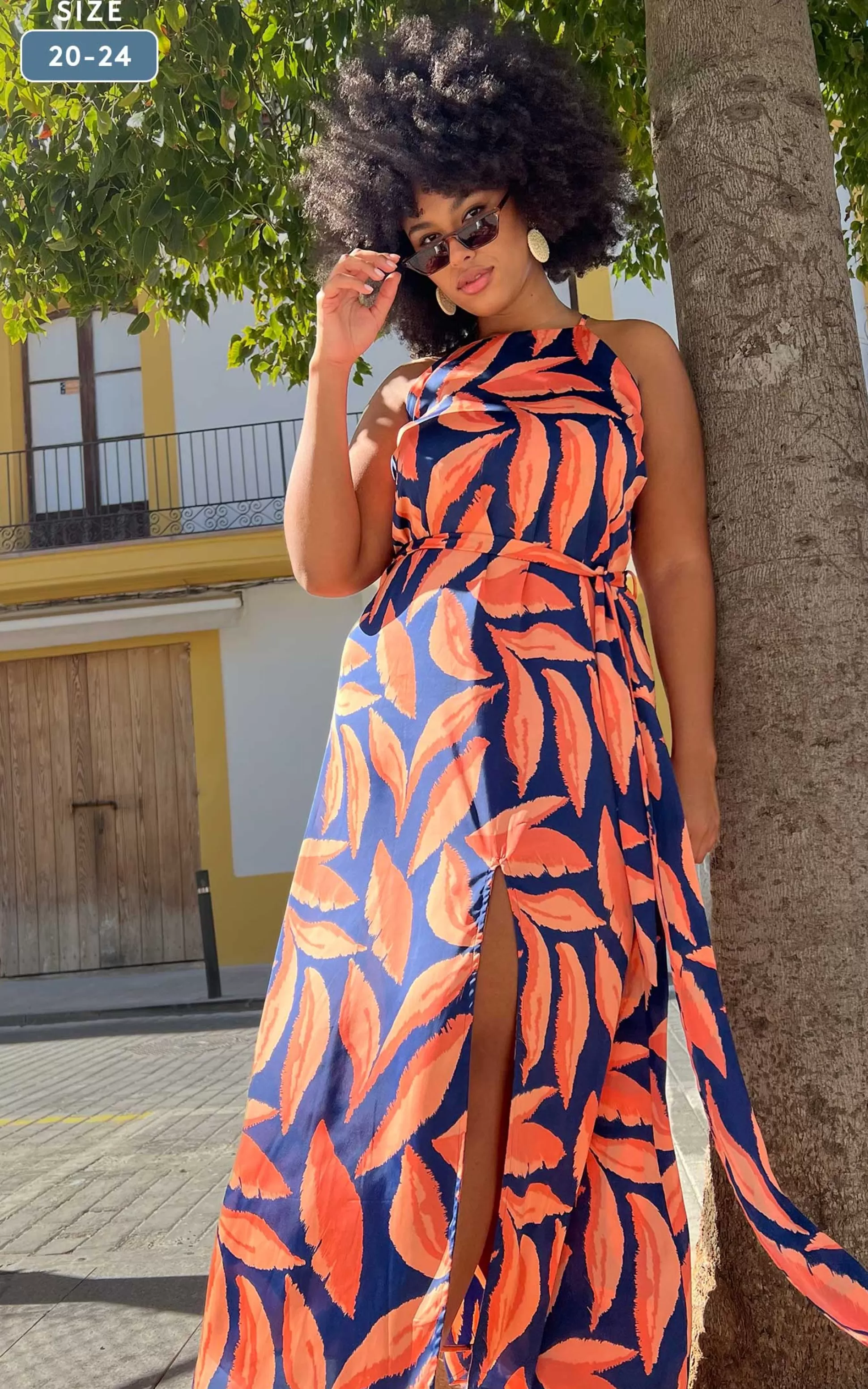 Dresses*Dancing Leopard Sunset Dress In Abstract Leaf - Extended Sizing