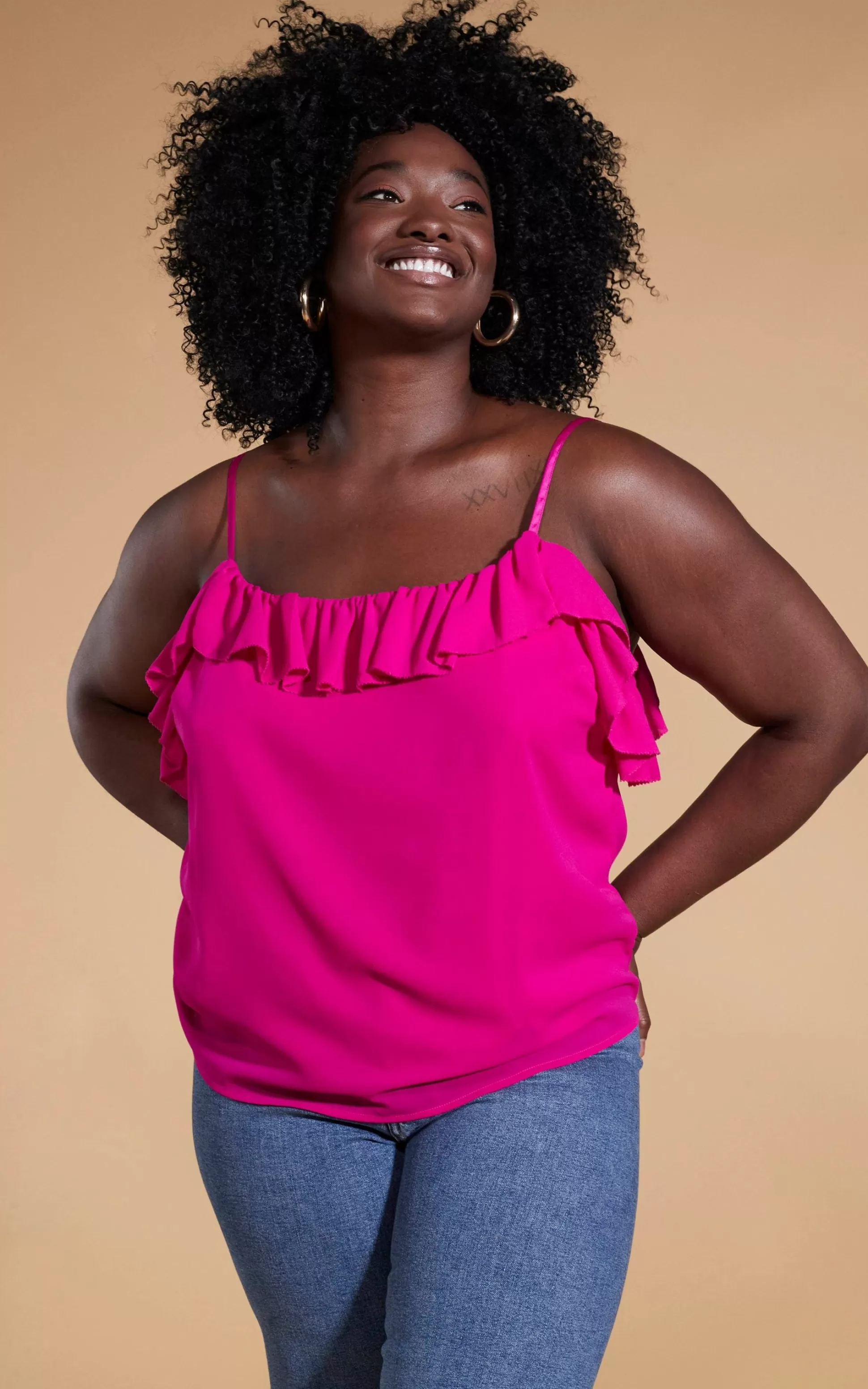 Tops*Dancing Leopard Susie Frill Cami Top In Magenta