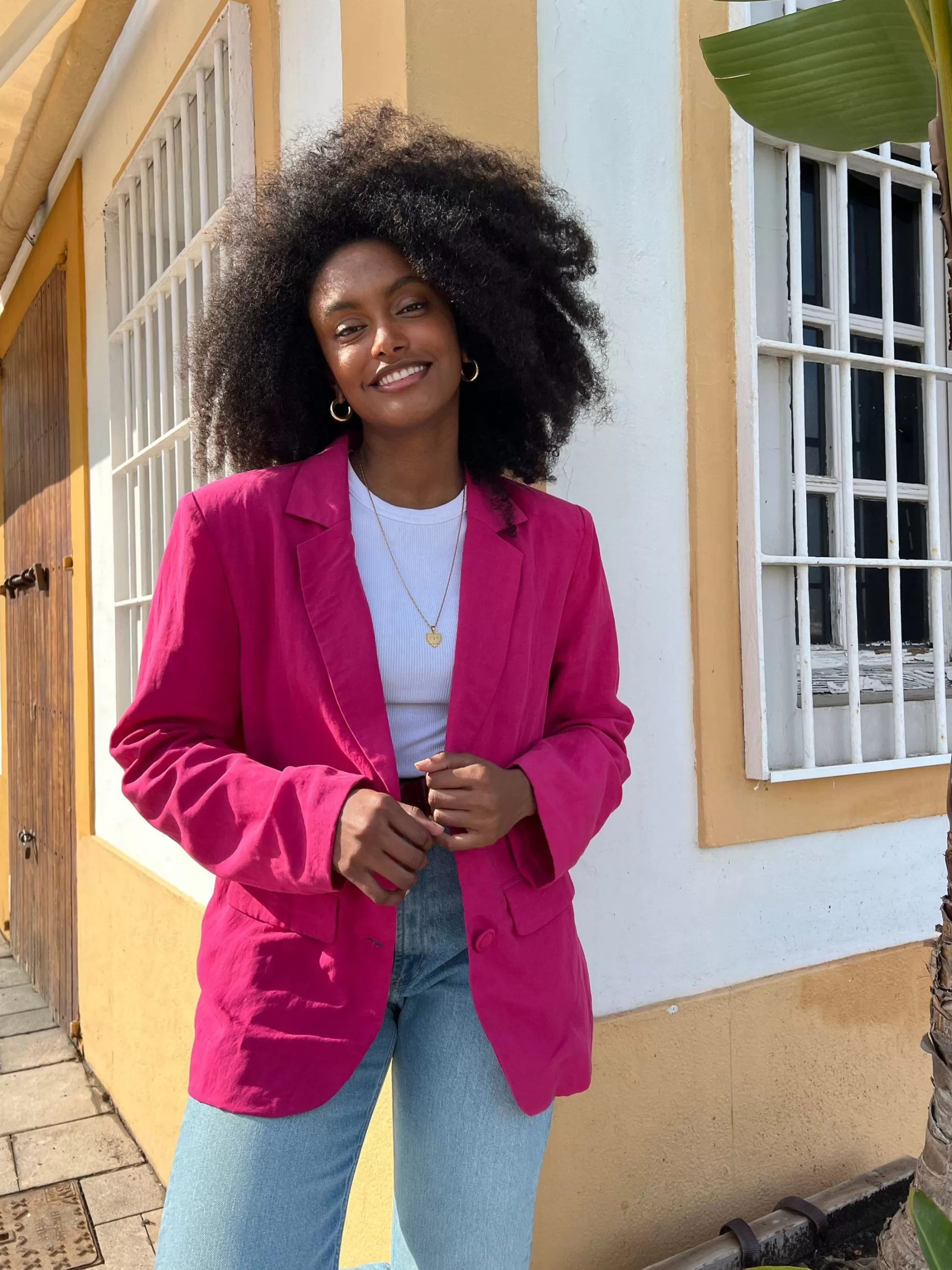 Blazers*Dancing Leopard Tatiyana Linen Blazer In Raspberry