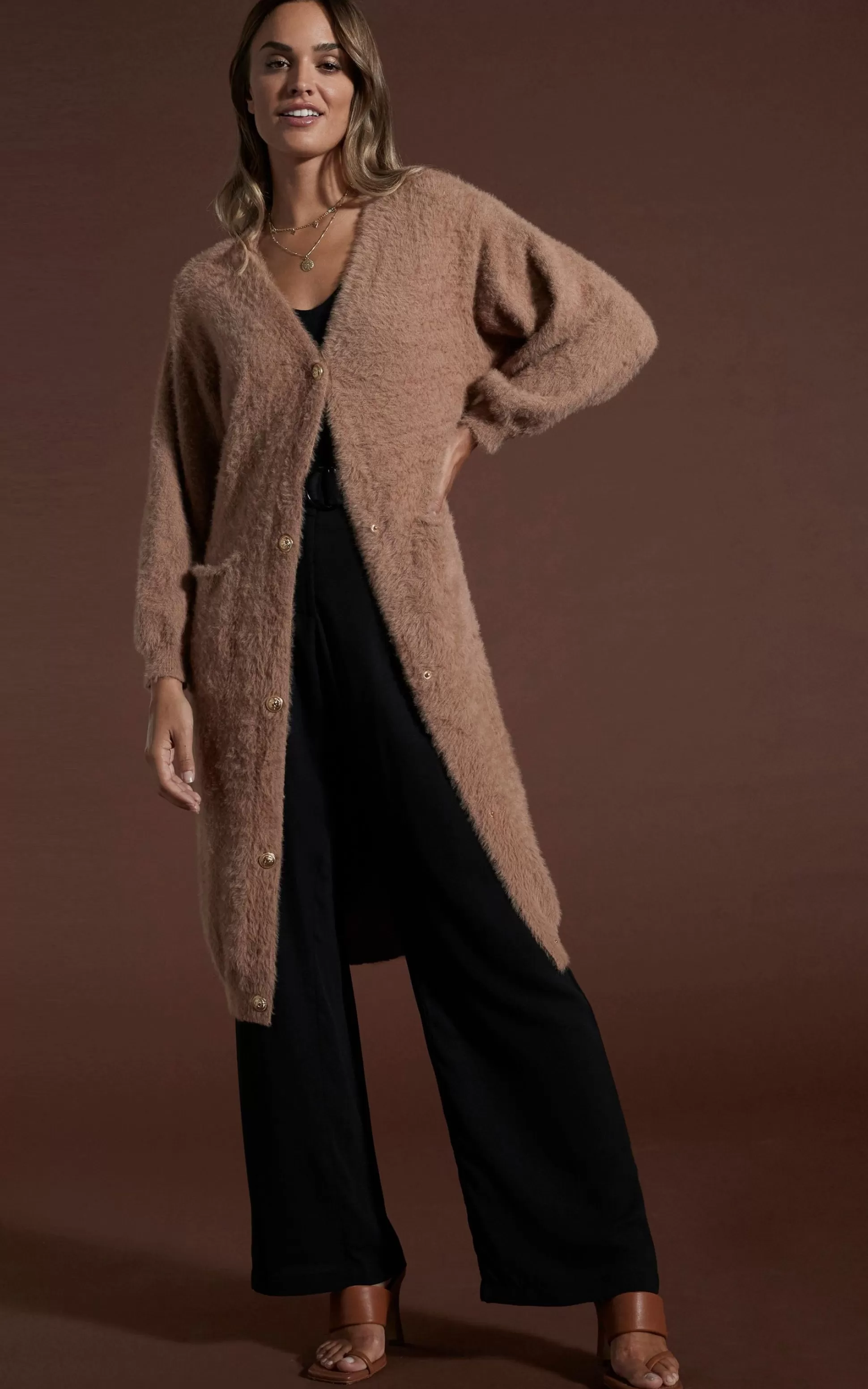 Knitwear*Dancing Leopard Taylor Longline Cardigan In Mocha