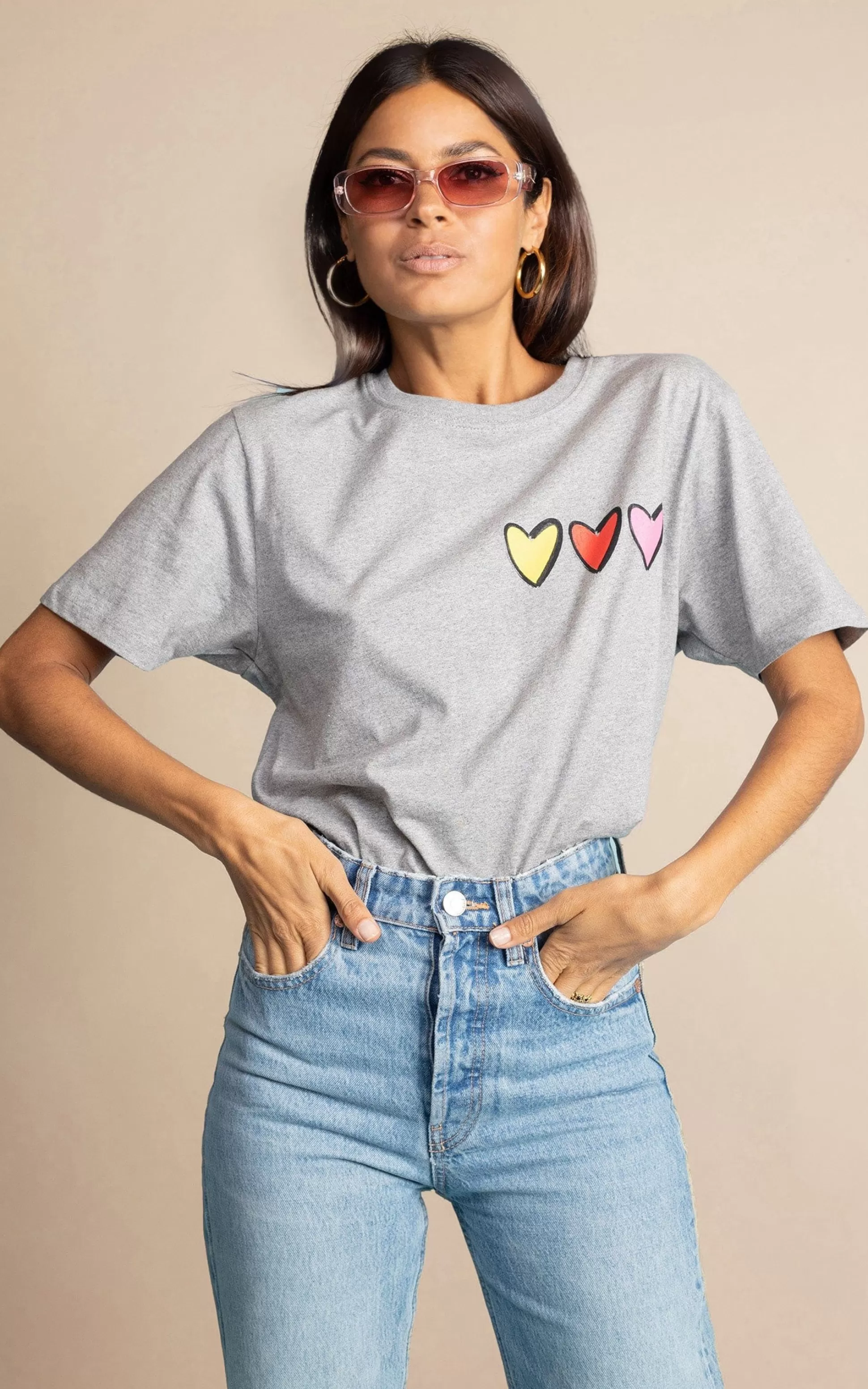 Tops*Dancing Leopard Triple Heart Charity T-Shirt For Railway Children