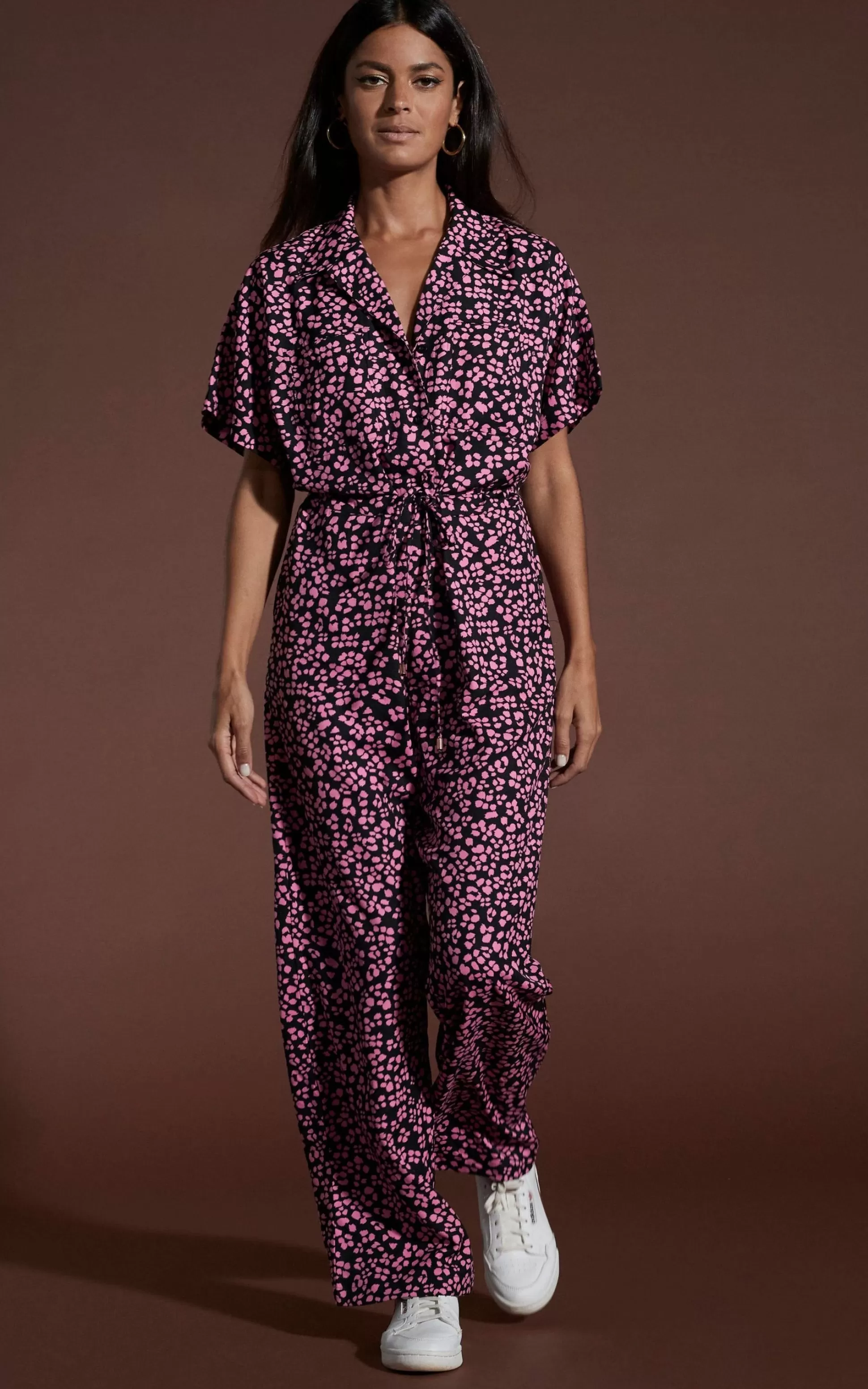 Jumpsuits*Dancing Leopard Zeta Jumpsuit In Pink On Black Leopard