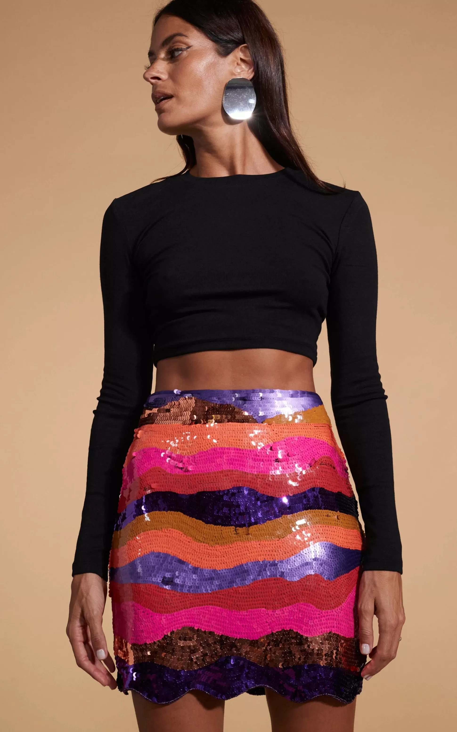 Skirts*Dancing Leopard Zinnea Sequin Mini Skirt In Sunset